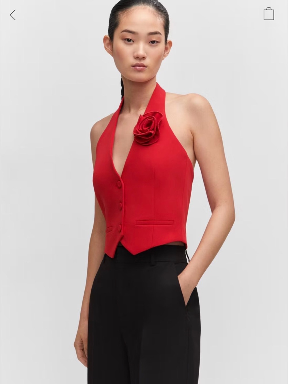 Mango Vibrant Red Dress Top with Clean Lines